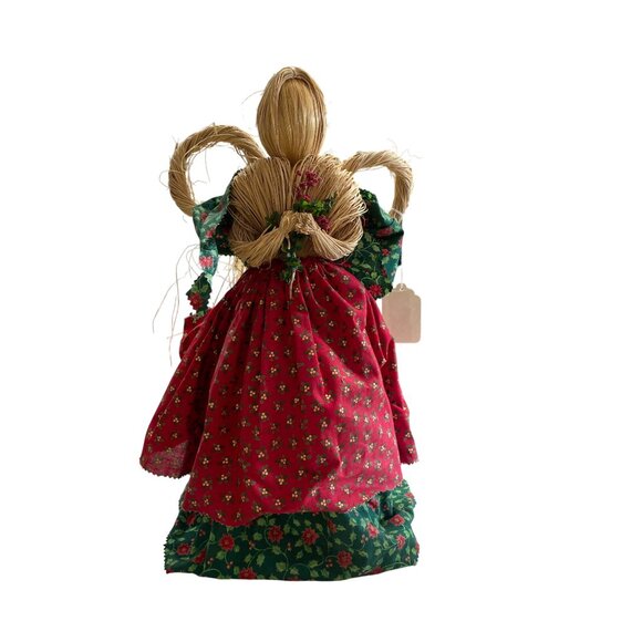Handcrafted Straw Doll With Floral Dress & Angel Wings - Picture 1 of 7